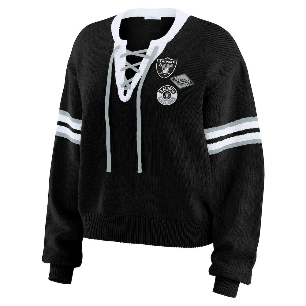 Las Vegas Raiders  WEAR by Erin Andrews Women's Lace-Up Pullover Sweatshirt