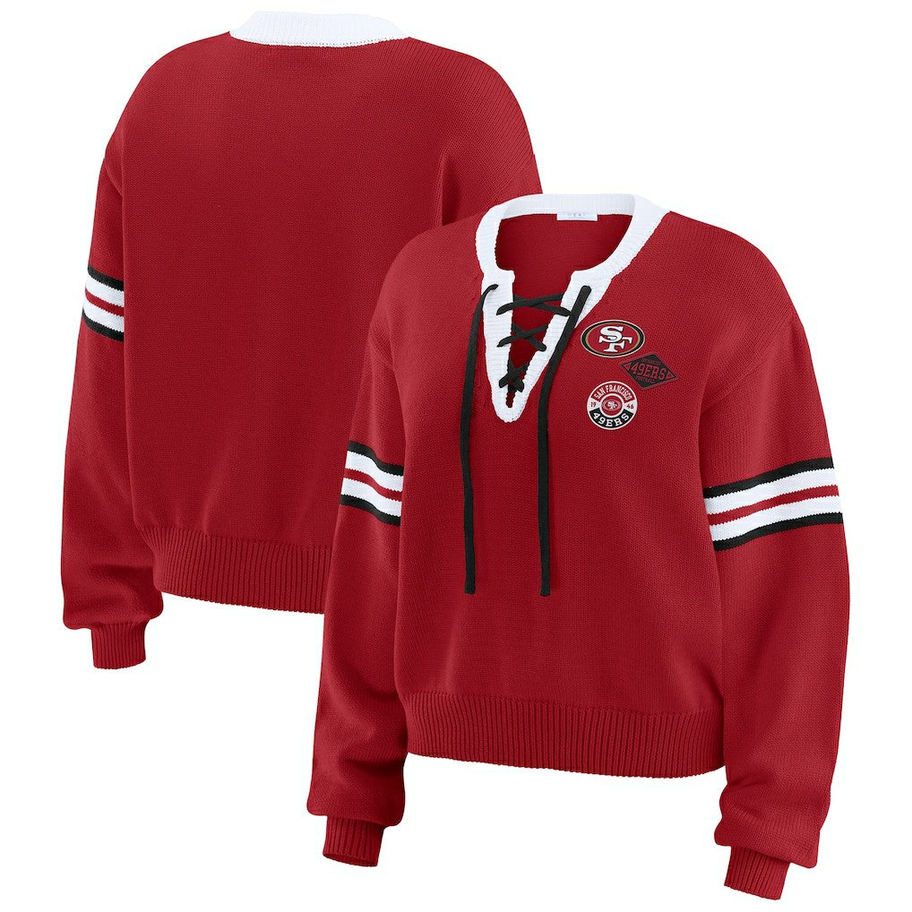 San Francisco 49ers  WEAR by Erin Andrews Women's Lace-Up Pullover Sweatshirt
