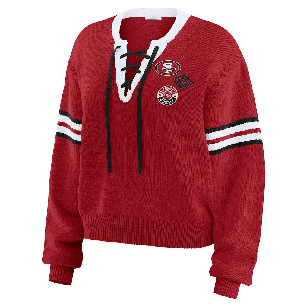 San Francisco 49ers  WEAR by Erin Andrews Women's Lace-Up Pullover Sweatshirt