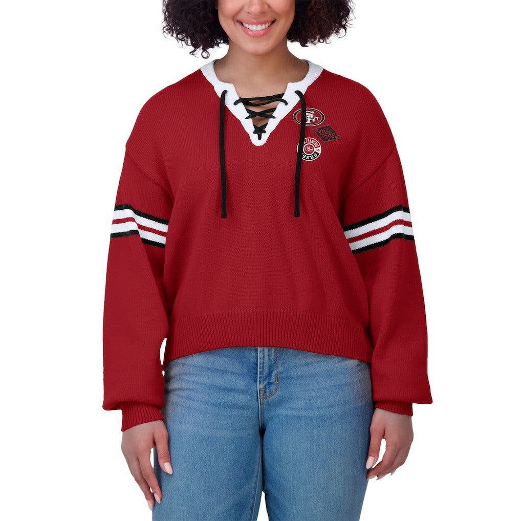 San Francisco 49ers  WEAR by Erin Andrews Women's Lace-Up Pullover Sweatshirt