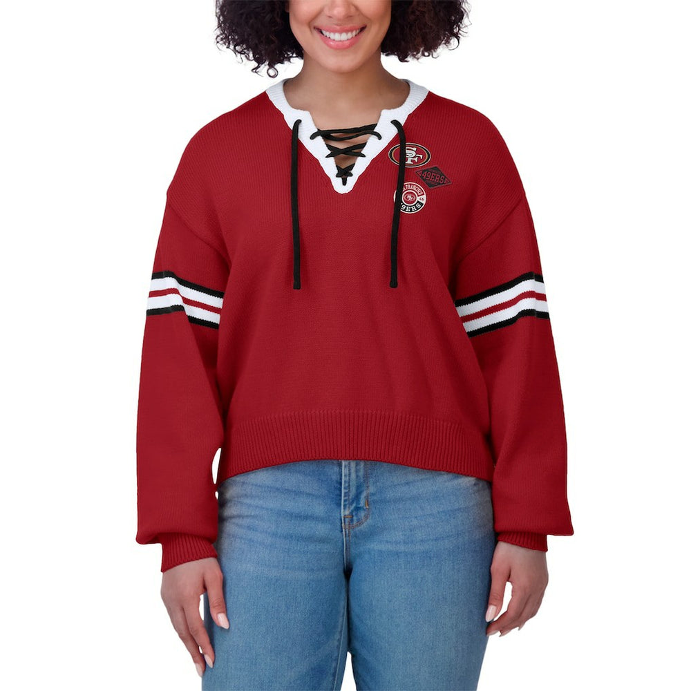 San Francisco 49ers  WEAR by Erin Andrews Women's Lace-Up Pullover Sweatshirt