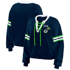 Seattle Seahawks  WEAR by Erin Andrews Women's Lace-Up Pullover Sweatshirt