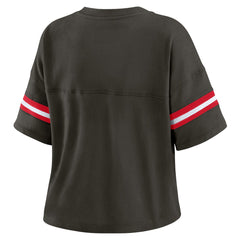 Tampa Bay Buccaneers  WEAR by Erin Andrews Women's Color Block Boxy Modest Crop V-Neck T-Shirt