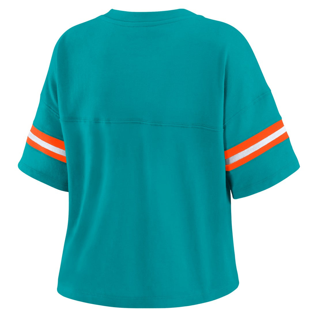 Miami Dolphins  WEAR by Erin Andrews Women's Color Block Boxy Modest Crop V-Neck T-Shirt