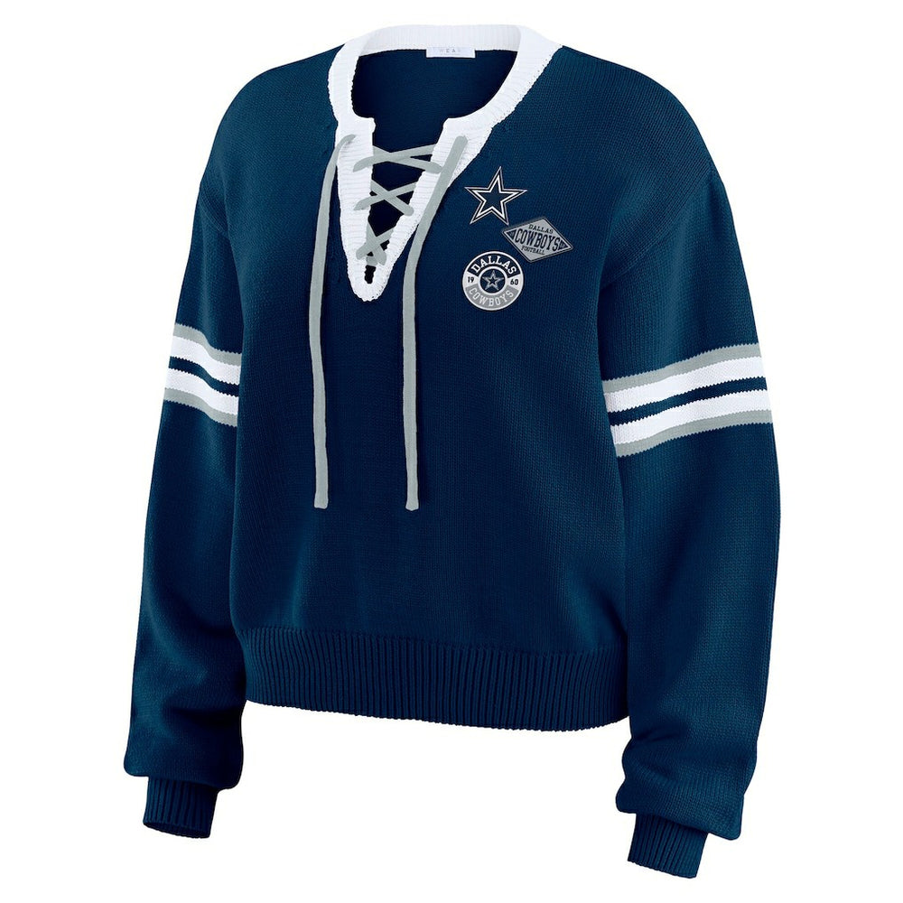 Dallas Cowboys  WEAR by Erin Andrews Women's Lace-Up Pullover Sweatshirt