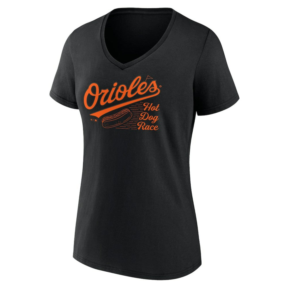 Baltimore Orioles Fanatics Women's Hot Dog Race V-Neck T-Shirt | MLB On Sale