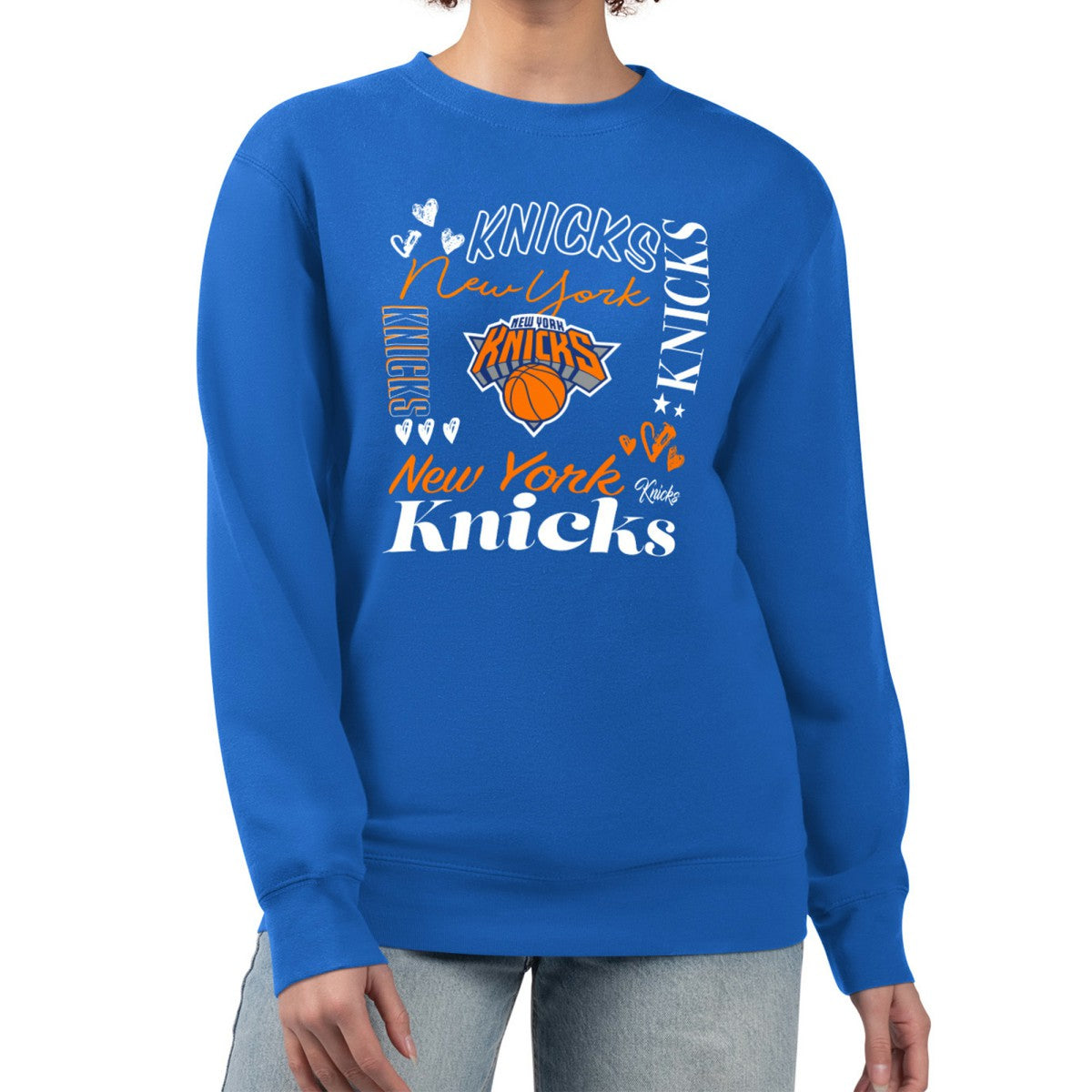 New York Knicks G-III 4Her by Carl Banks Women's Collage Team Graphic Fleece Pullover Sweatshirt Online