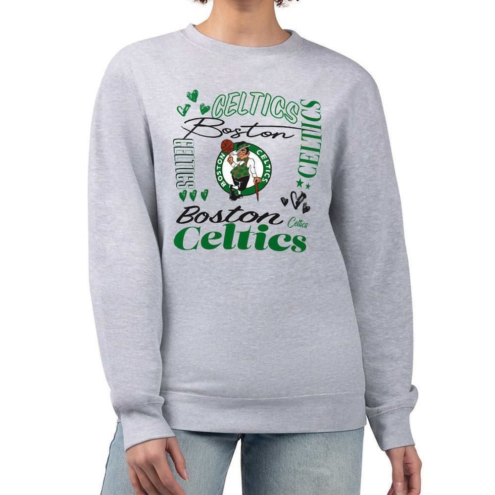 Boston Celtics G-III 4Her by Carl Banks Women's Collage Team Graphic Fleece Pullover Sweatshirt On Sale