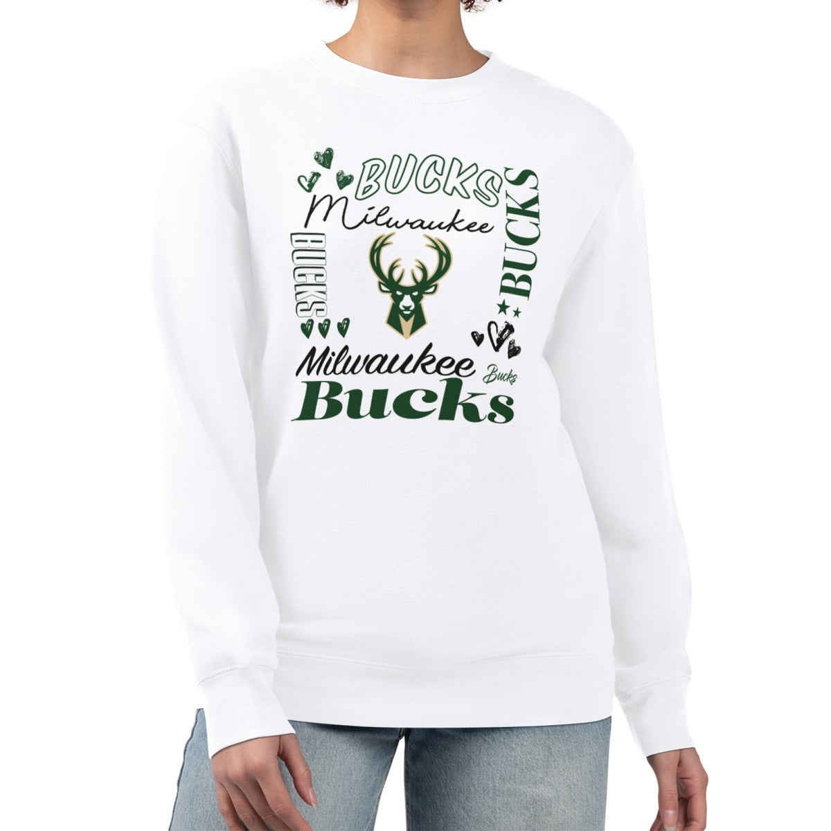 Milwaukee Bucks G-III 4Her by Carl Banks Women's Collage Team Graphic Fleece Pullover Sweatshirt Discount