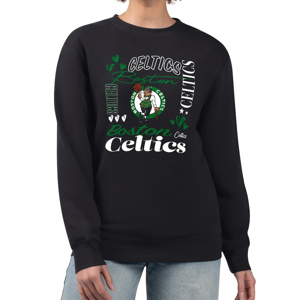 Boston Celtics G-III 4Her by Carl Banks Women's Collage Team Graphic Fleece Pullover Sweatshirt Discount