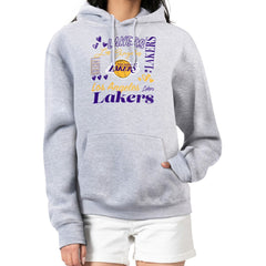 Los Angeles Lakers G-III 4Her by Carl Banks Women's Team Collage Graphic Fleece Pullover Hoodie On Sale