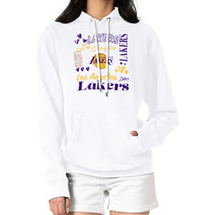Los Angeles Lakers G-III 4Her by Carl Banks Women's Team Collage Graphic Fleece Pullover Hoodie On Sale