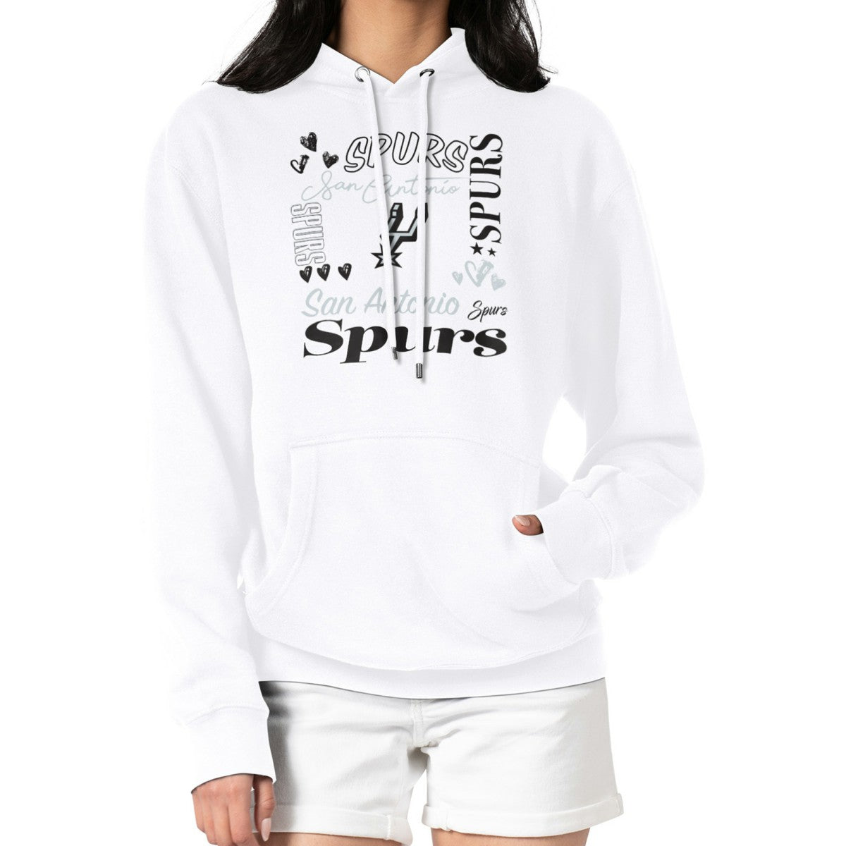 San Antonio Spurs G-III 4Her by Carl Banks Women's Team Collage Graphic Fleece Pullover Hoodie New