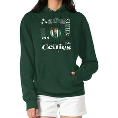 Boston Celtics G-III 4Her by Carl Banks Women's Team Collage Graphic Fleece Pullover Hoodie New