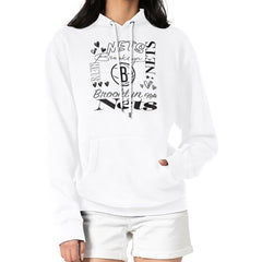 Brooklyn Nets G-III 4Her by Carl Banks Women's Team Collage Graphic Fleece Pullover Hoodie New