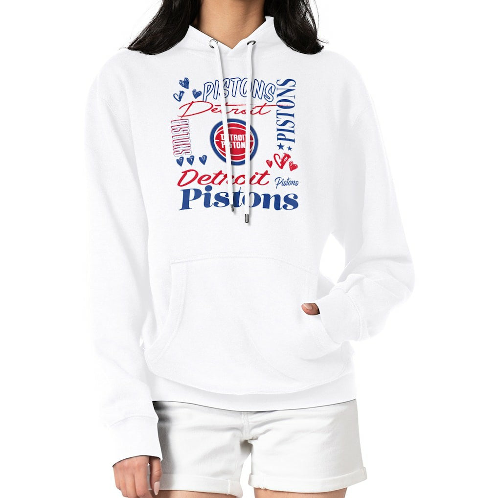 Detroit Pistons G-III 4Her by Carl Banks Women's Team Collage Graphic Fleece Pullover Hoodie sale Discount