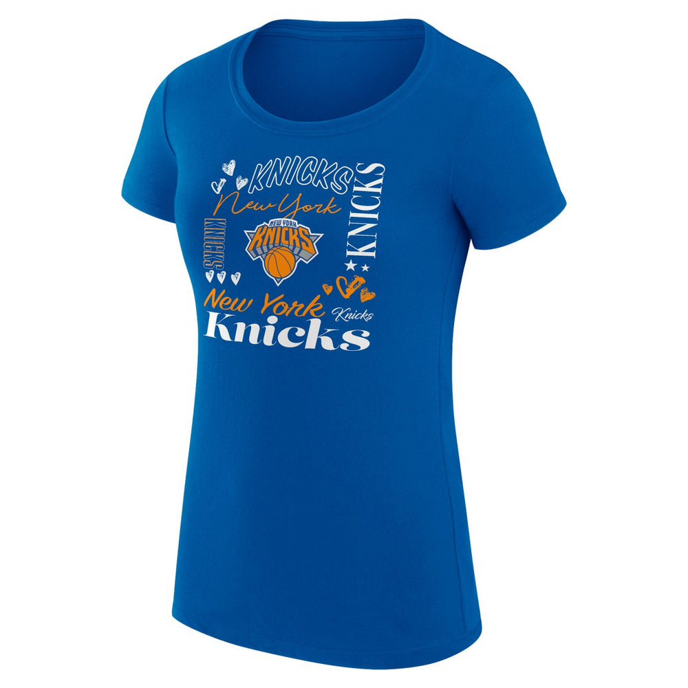 New York Knicks G-III 4Her by Carl Banks Women's Super-Slim Fit Lightweight Team Name Collage Graphic T-Shirt Online