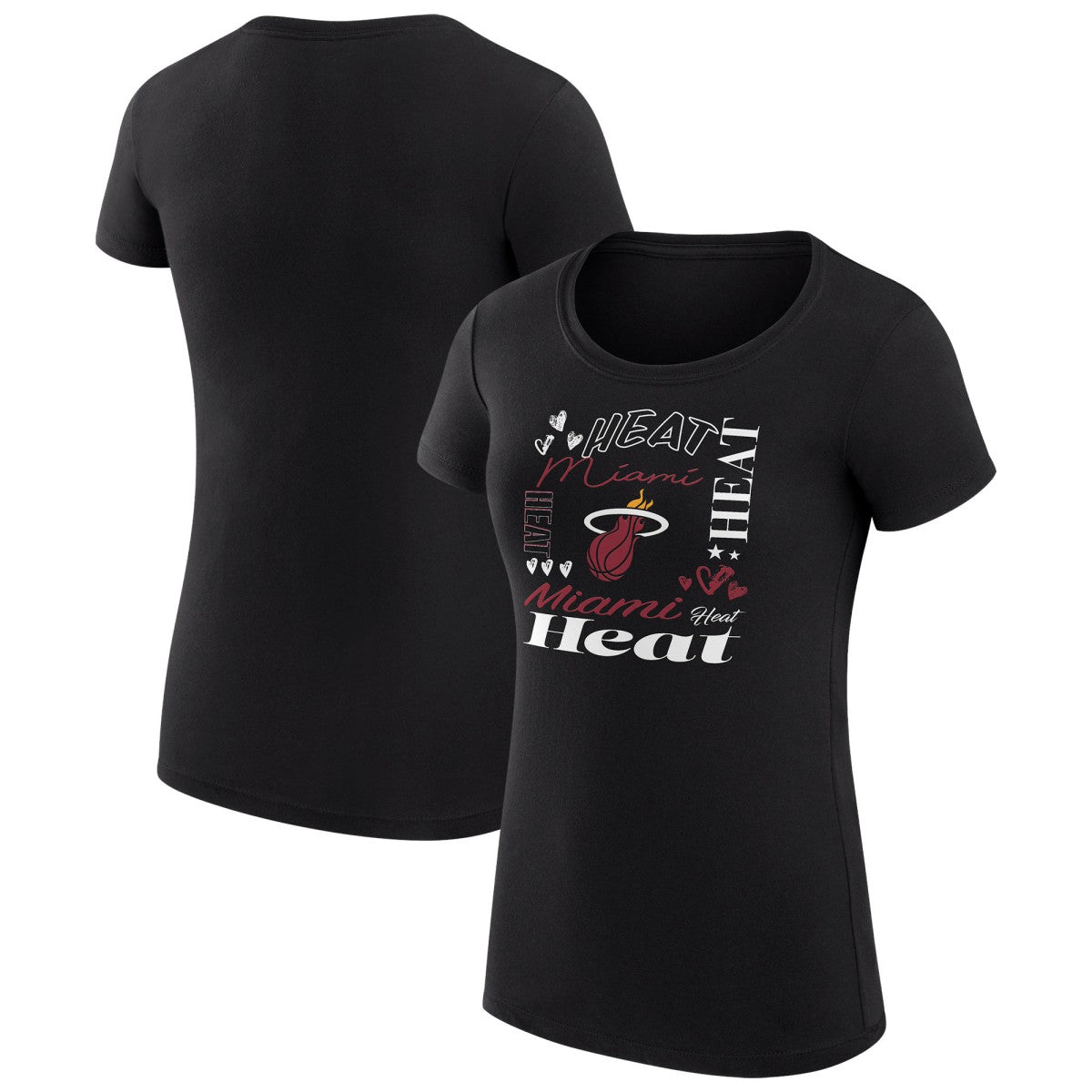 Miami Heat G-III 4Her by Carl Banks Women's Super-Slim Fit Lightweight Team Name Collage Graphic T-Shirt Outlet