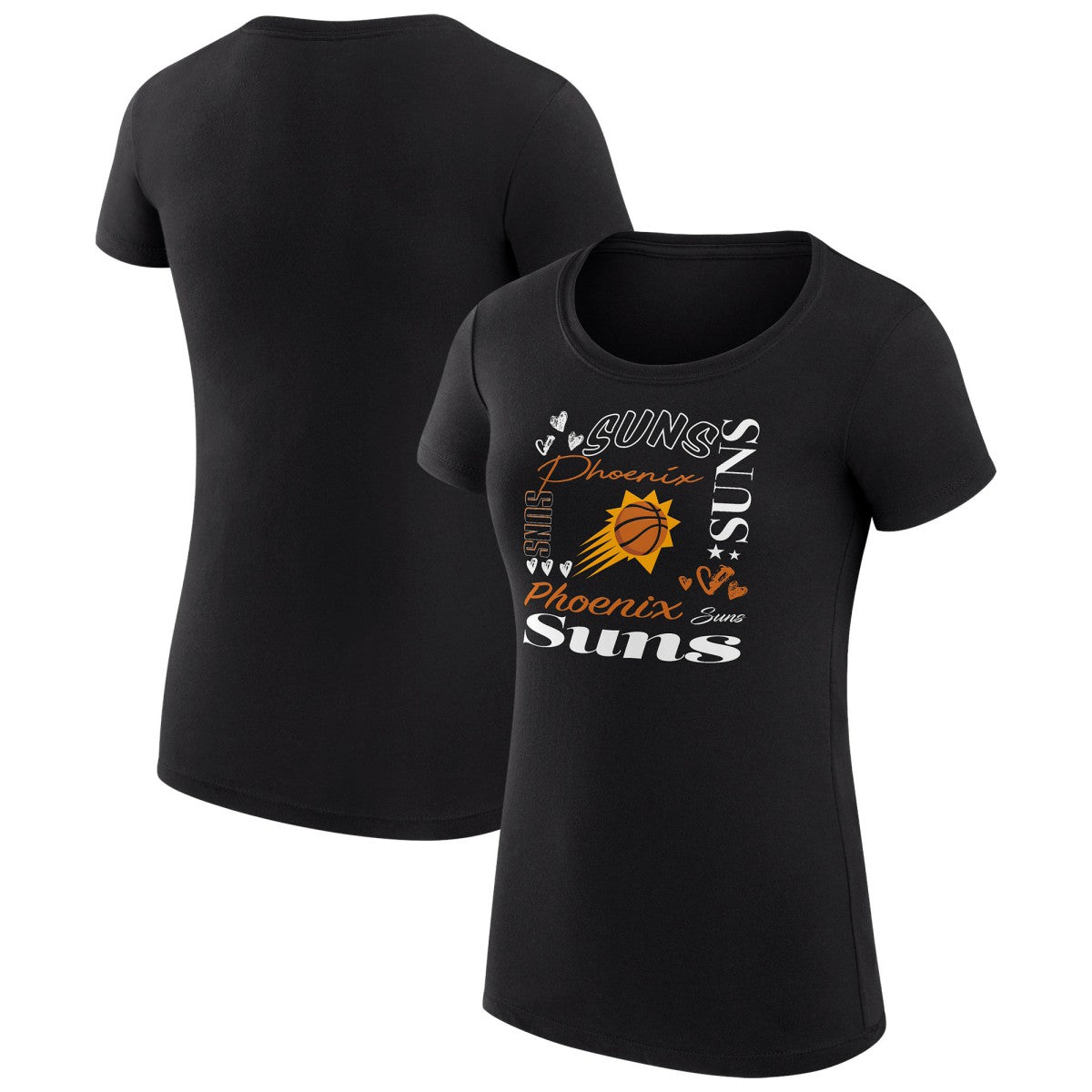 Phoenix Suns G-III 4Her by Carl Banks Women's Super-Slim Fit Lightweight Team Name Collage Graphic T-Shirt Outlet