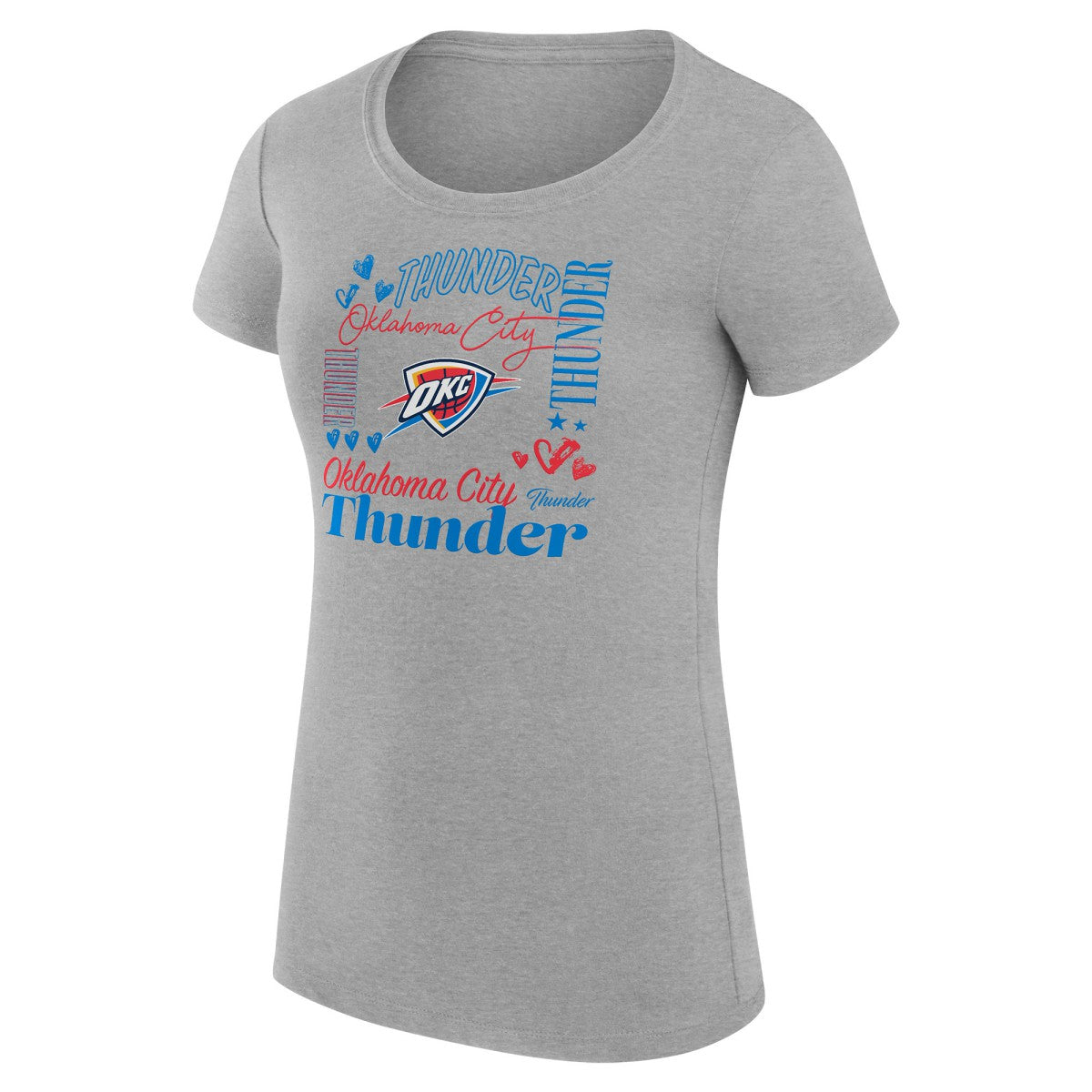 Oklahoma City Thunder G-III 4Her by Carl Banks Women's Super-Slim Fit Lightweight Team Name Collage Graphic T-Shirt Outlet