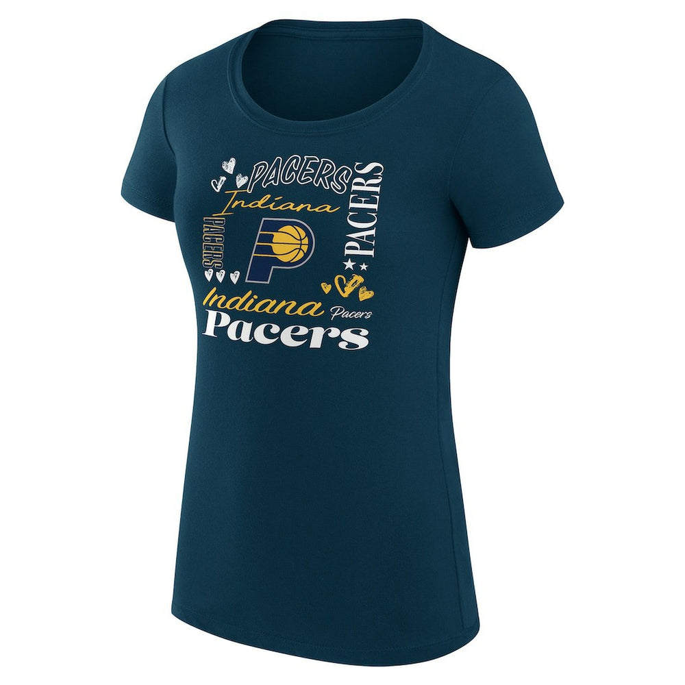 Indiana Pacers G-III 4Her by Carl Banks Women's Super-Slim Fit Lightweight Team Name Collage Graphic T-Shirt Outlet