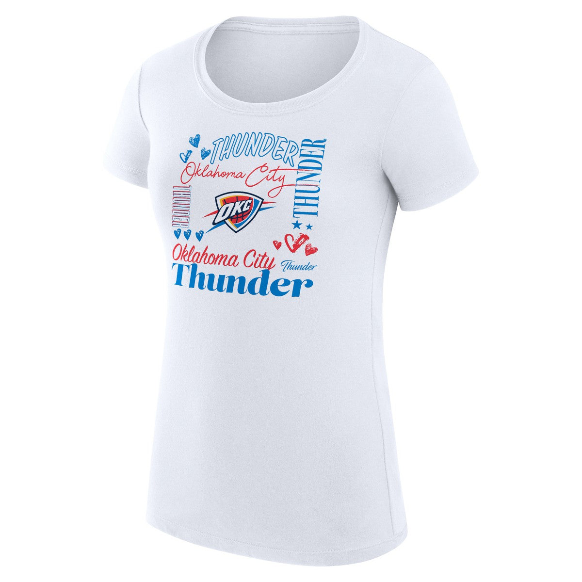 Oklahoma City Thunder G-III 4Her by Carl Banks Women's Super-Slim Fit Lightweight Team Name Collage Graphic T-Shirt Online