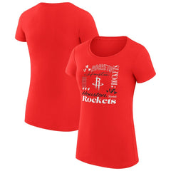 Houston Rockets G-III 4Her by Carl Banks Women's Super-Slim Fit Lightweight Team Name Collage Graphic T-Shirt Outlet