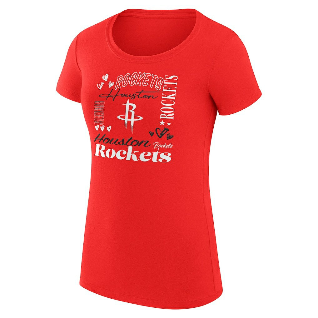 Houston Rockets G-III 4Her by Carl Banks Women's Super-Slim Fit Lightweight Team Name Collage Graphic T-Shirt Outlet