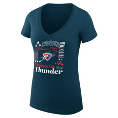 Oklahoma City Thunder G-III 4Her by Carl Banks Women's Super-Slim Fit Lightweight Team Name Collage Graphic V-Neck T-Shirt Online