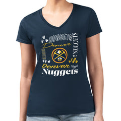 Denver Nuggets G-III 4Her by Carl Banks Women's Super-Slim Fit Lightweight Team Name Collage Graphic V-Neck T-Shirt sale Online