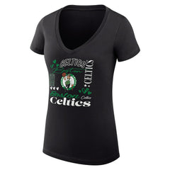 Boston Celtics G-III 4Her by Carl Banks Women's Super-Slim Fit Lightweight Team Name Collage Graphic V-Neck T-Shirt Discount
