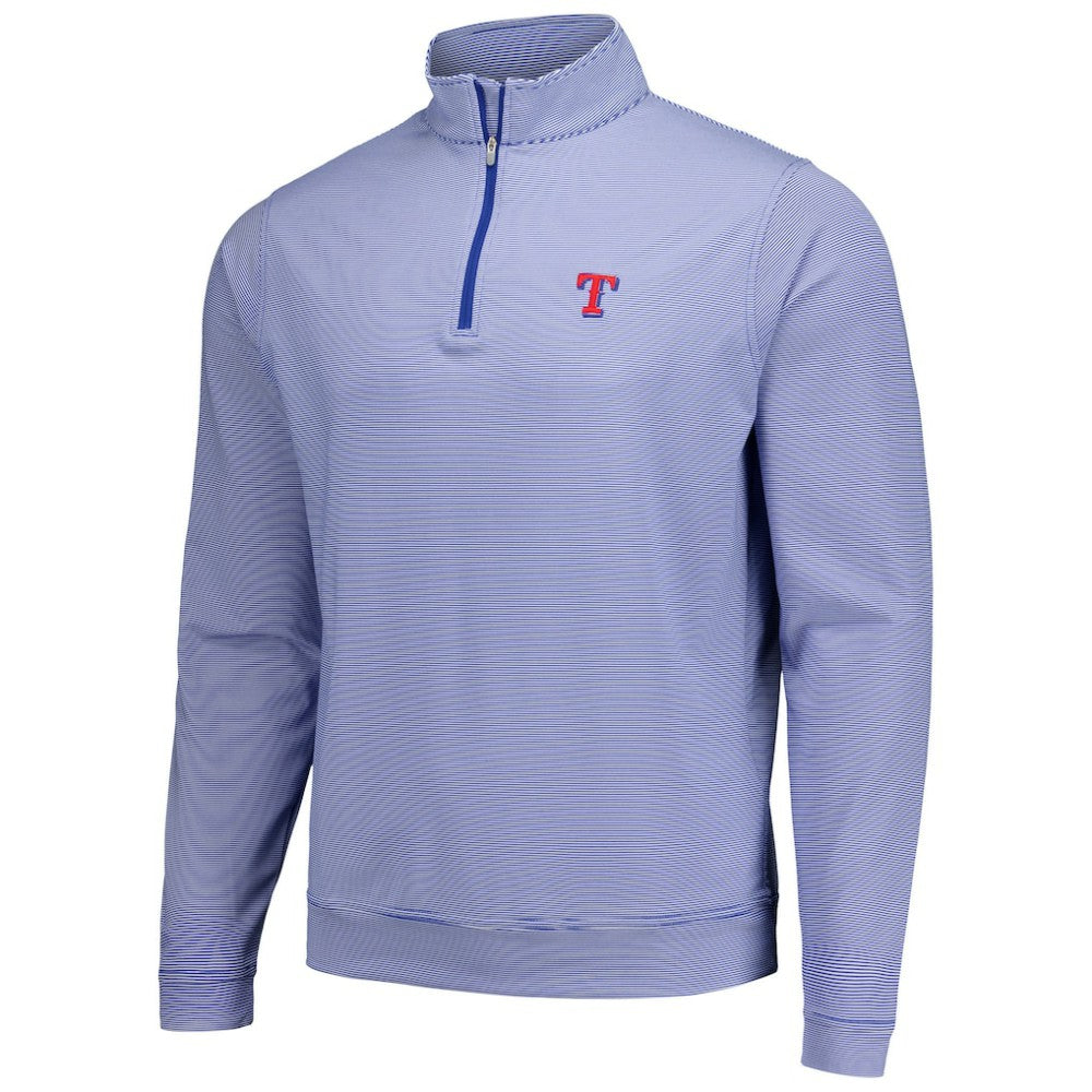 Texas Rangers Peter Millar Perth Sugar Stripe Performance Quarter-Zip Top | MLB For sale