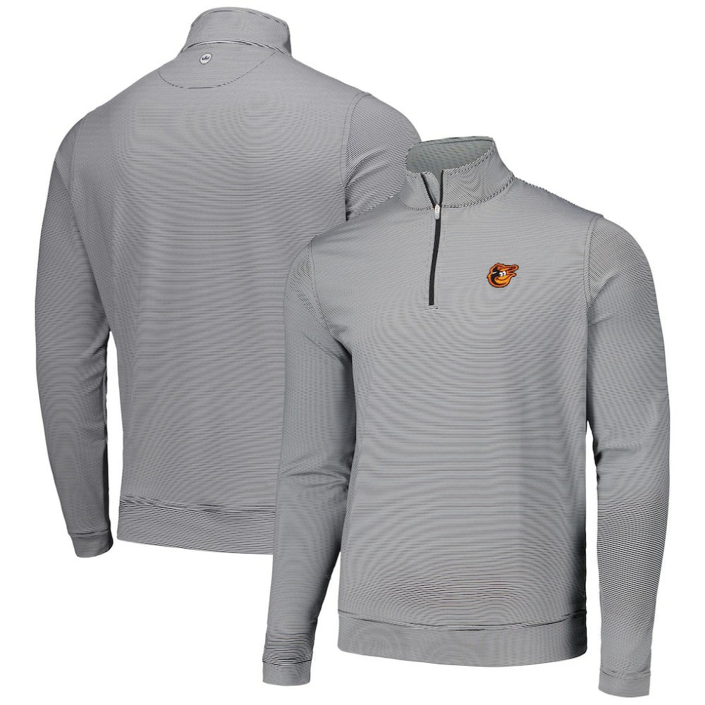 Baltimore Orioles Peter Millar Perth Sugar Stripe Performance Quarter-Zip Top | MLB Sale