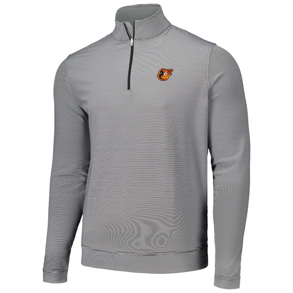 Baltimore Orioles Peter Millar Perth Sugar Stripe Performance Quarter-Zip Top | MLB Sale
