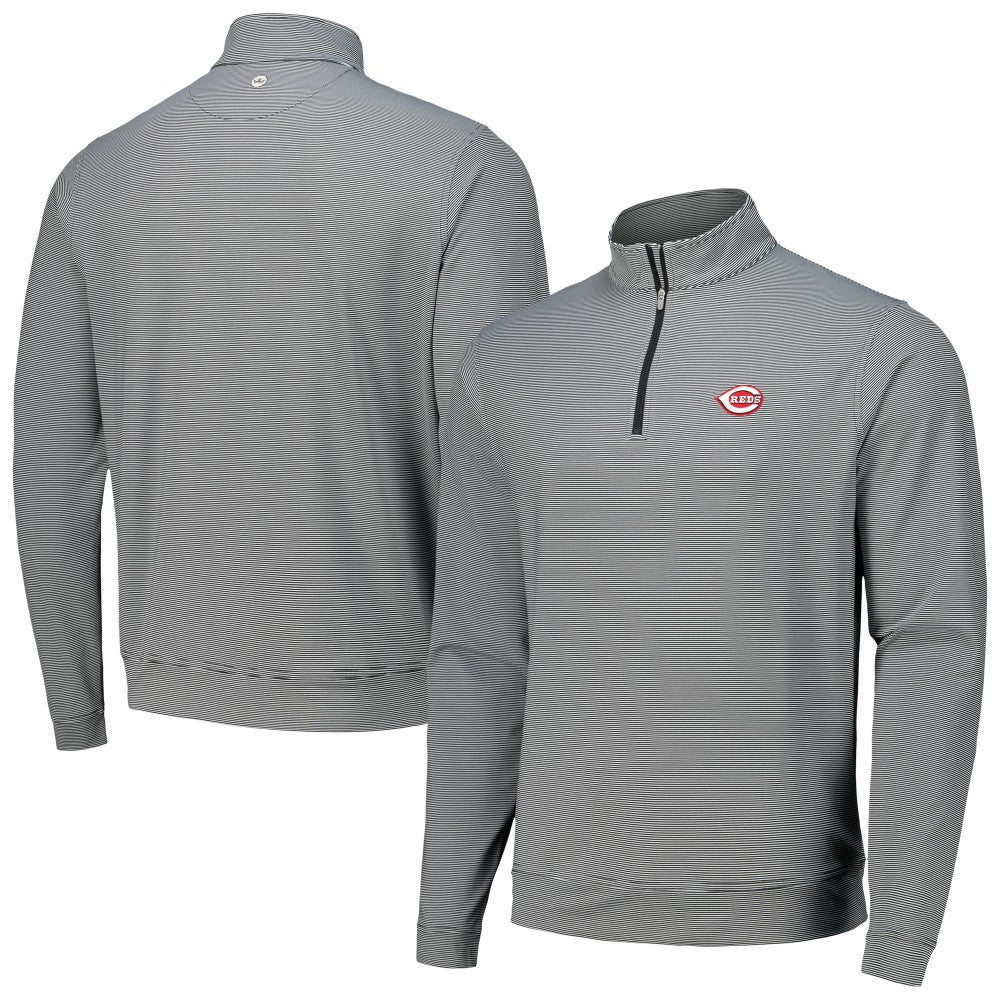 Cincinnati Reds Peter Millar Perth Sugar Stripe Performance Quarter-Zip Top | MLB For sale