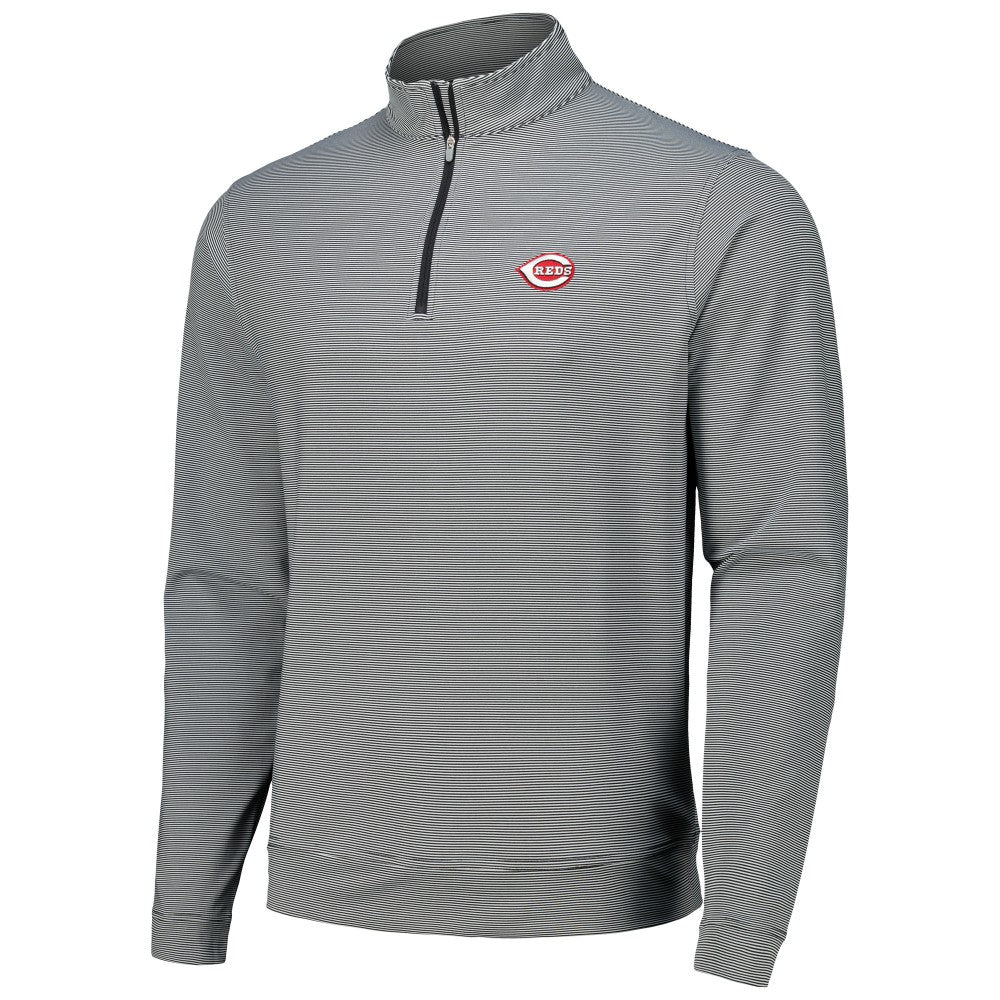 Cincinnati Reds Peter Millar Perth Sugar Stripe Performance Quarter-Zip Top | MLB For sale
