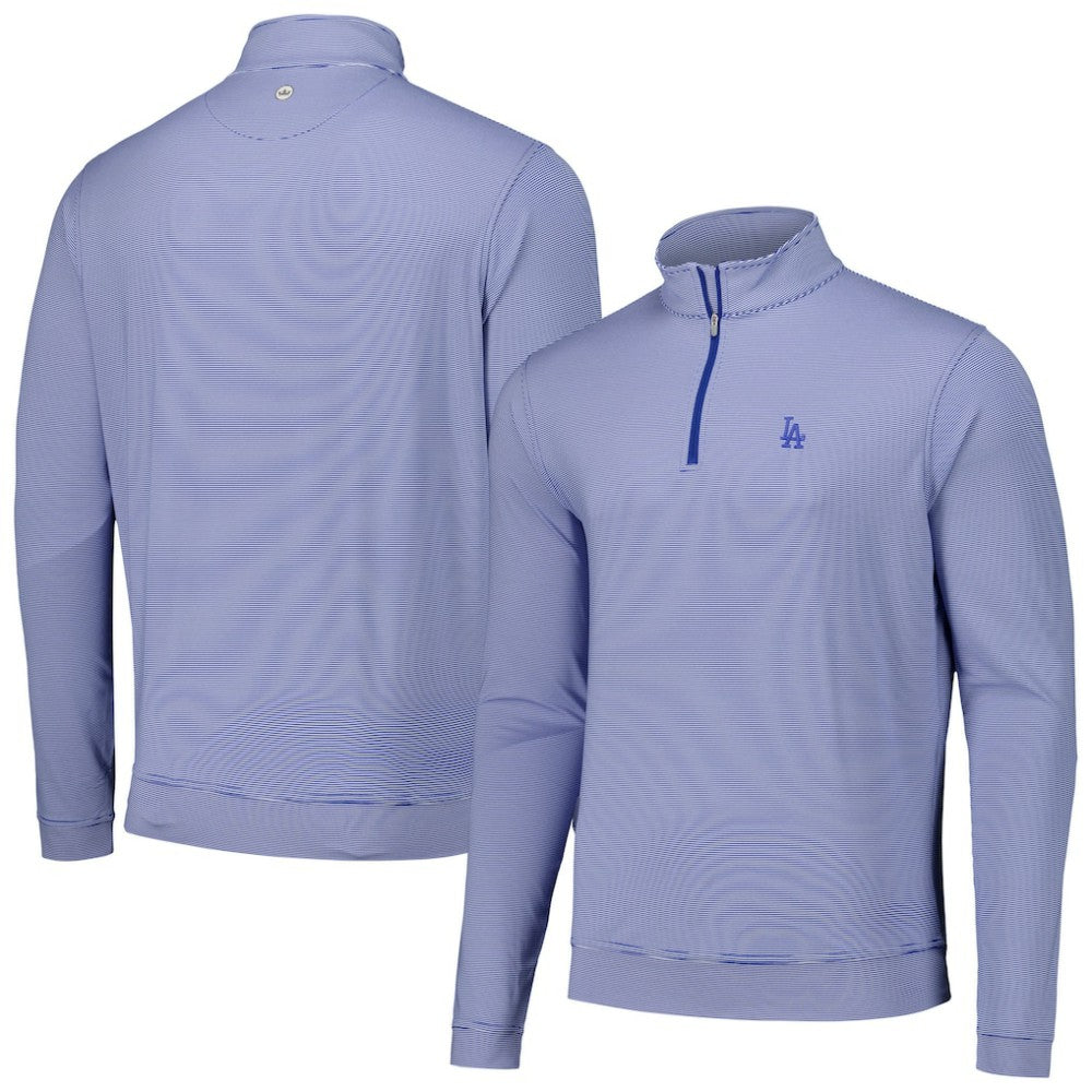 Los Angeles Dodgers Peter Millar Perth Sugar Stripe Performance Quarter-Zip Top | MLB Sale