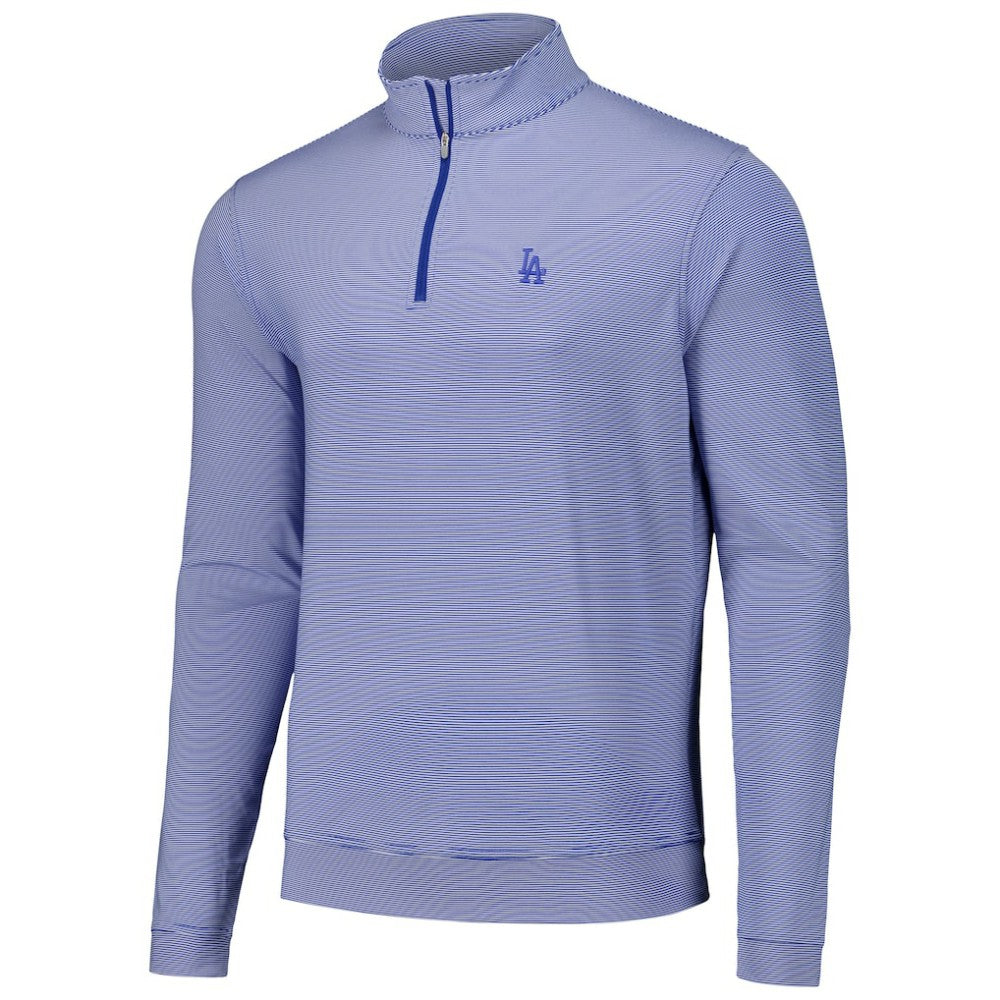 Los Angeles Dodgers Peter Millar Perth Sugar Stripe Performance Quarter-Zip Top | MLB Sale