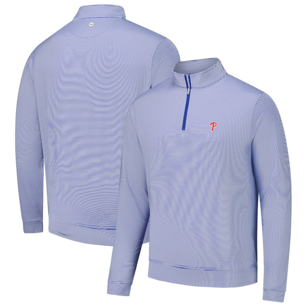 Philadelphia Phillies Peter Millar Perth Sugar Stripe Performance Quarter-Zip Top | MLB Outlet