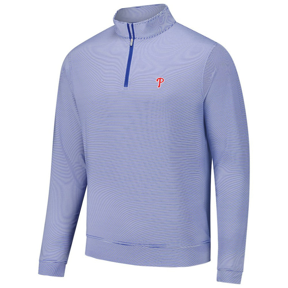 Philadelphia Phillies Peter Millar Perth Sugar Stripe Performance Quarter-Zip Top | MLB Outlet