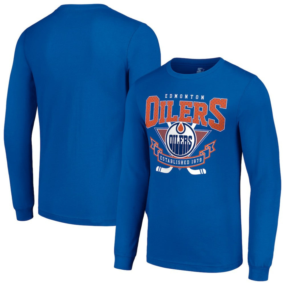 Edmonton Oilers Starter Team Logo Graphic Long Sleeve T-Shirt On Sale