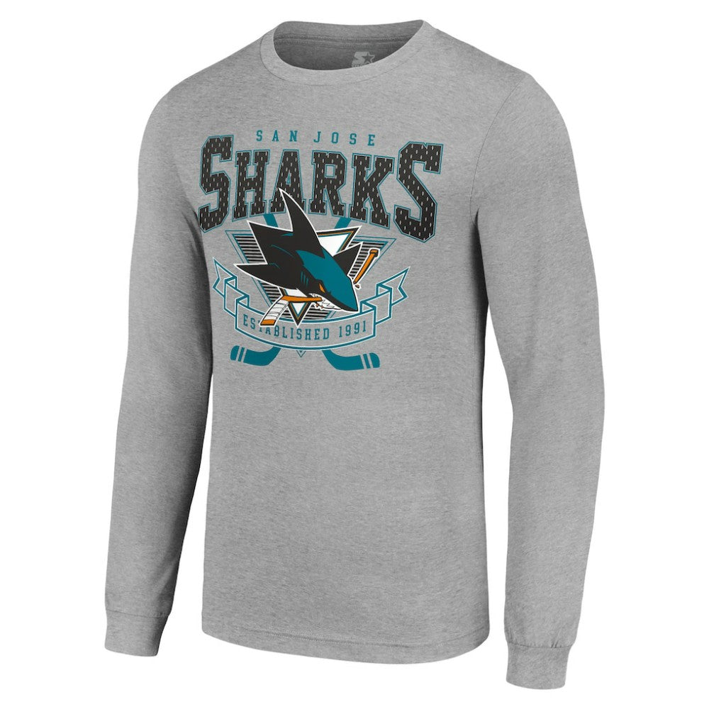San Jose Sharks Starter '80s Inspired Team Logo Long Sleeve T-Shirt On Sale