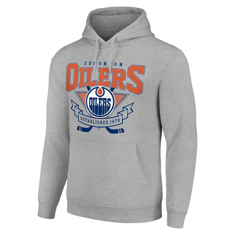 Edmonton Oilers Starter Team Logo Graphic Fleece Tri-Blend Pullover Hoodie Outlet