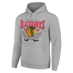 Chicago Blackhawks Starter Team Logo Graphic Fleece Tri-Blend Pullover Hoodie Sale