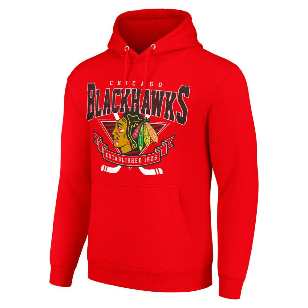 Chicago Blackhawks Starter Team Logo Graphic Fleece Tri-Blend Pullover Hoodie Outlet