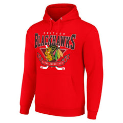 Chicago Blackhawks Starter Team Logo Graphic Fleece Tri-Blend Pullover Hoodie Outlet