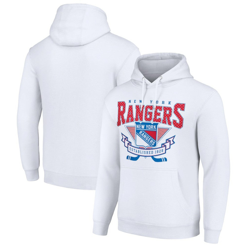 New York Rangers Starter Team Logo Graphic Fleece Tri-Blend Pullover Hoodie On Sale