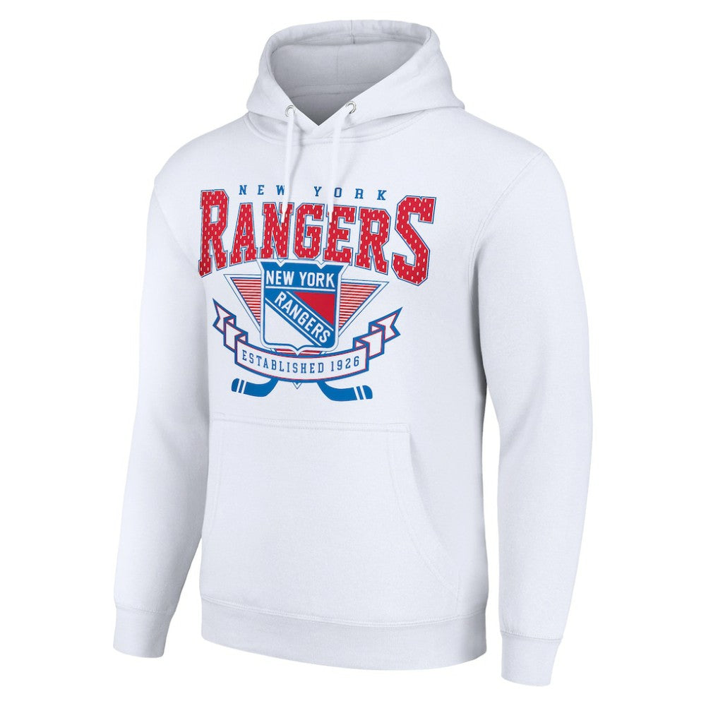 New York Rangers Starter Team Logo Graphic Fleece Tri-Blend Pullover Hoodie On Sale