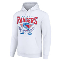 New York Rangers Starter Team Logo Graphic Fleece Tri-Blend Pullover Hoodie On Sale