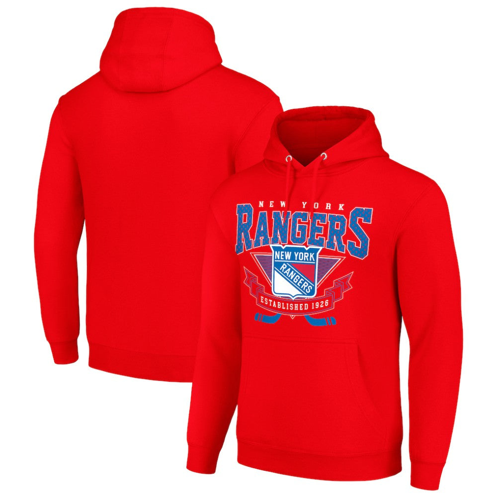 New York Rangers Starter Team Logo Graphic Fleece Tri-Blend Pullover Hoodie For Sale